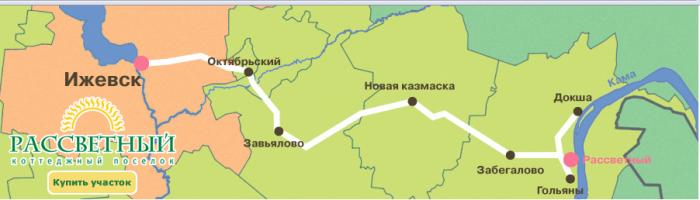 Коттеджный поселок «Рассветный». Схема проезда