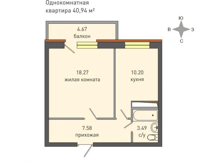 Однокомнатная квартира ЖК "Крымский" в Ижевске