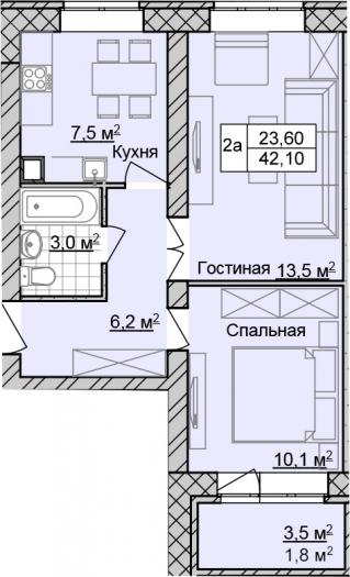 Двухкомнатная квартира ЖК Дарьинский 29 в Ижевске