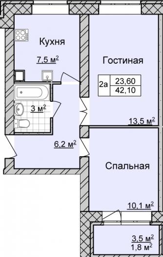 Двухкомнатная квартира в ЖК Дарьинский 28