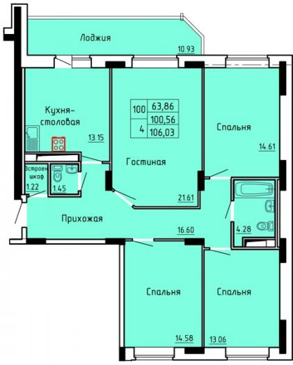 Четырехкомнатная квартира ЖК "Красная горка" в Ижевске