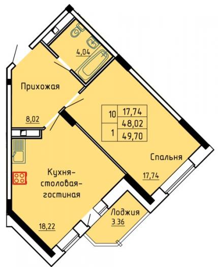 Однокомнатная квартира ЖК "Красная горка" в Ижевске