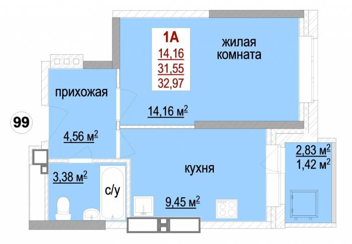 Однокомнатная квартира ЖК Эдельвейс Ижевск